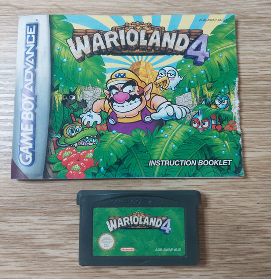 Nintendo Gameboy Advance WARIOLAND 4 AUS Cart NEW Save Battery & Original Instructions Booklet