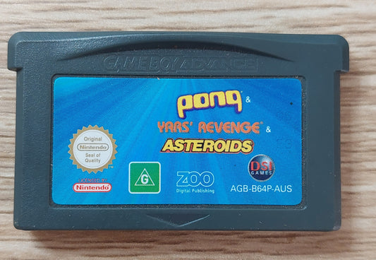 Nintendo Gameboy Advance Pong,Yars Revenge & Asteroids  Cart Tested