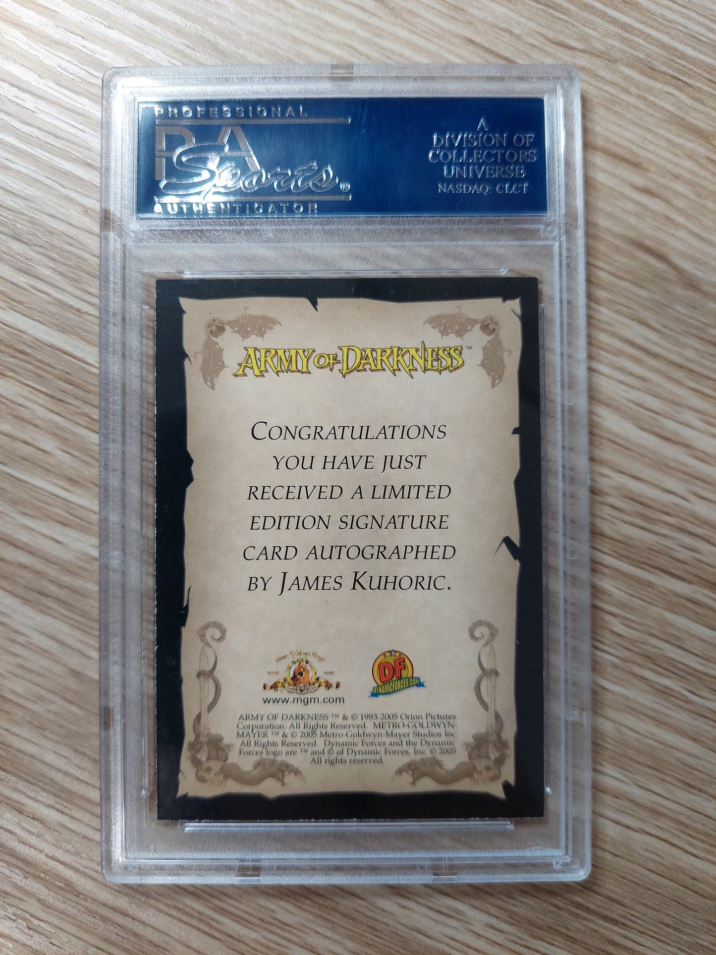 2005 Army of Darkness James Kuhoric Auto Blue PSA 9