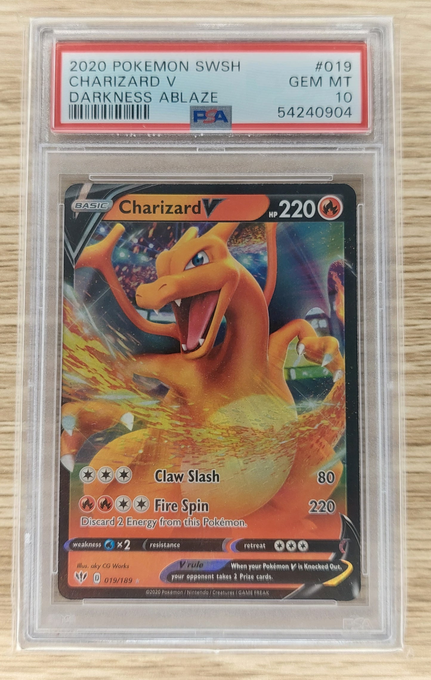 2020 Pokemon SWSH Darkness Ablaze 019/189 Charizard V PSA 10