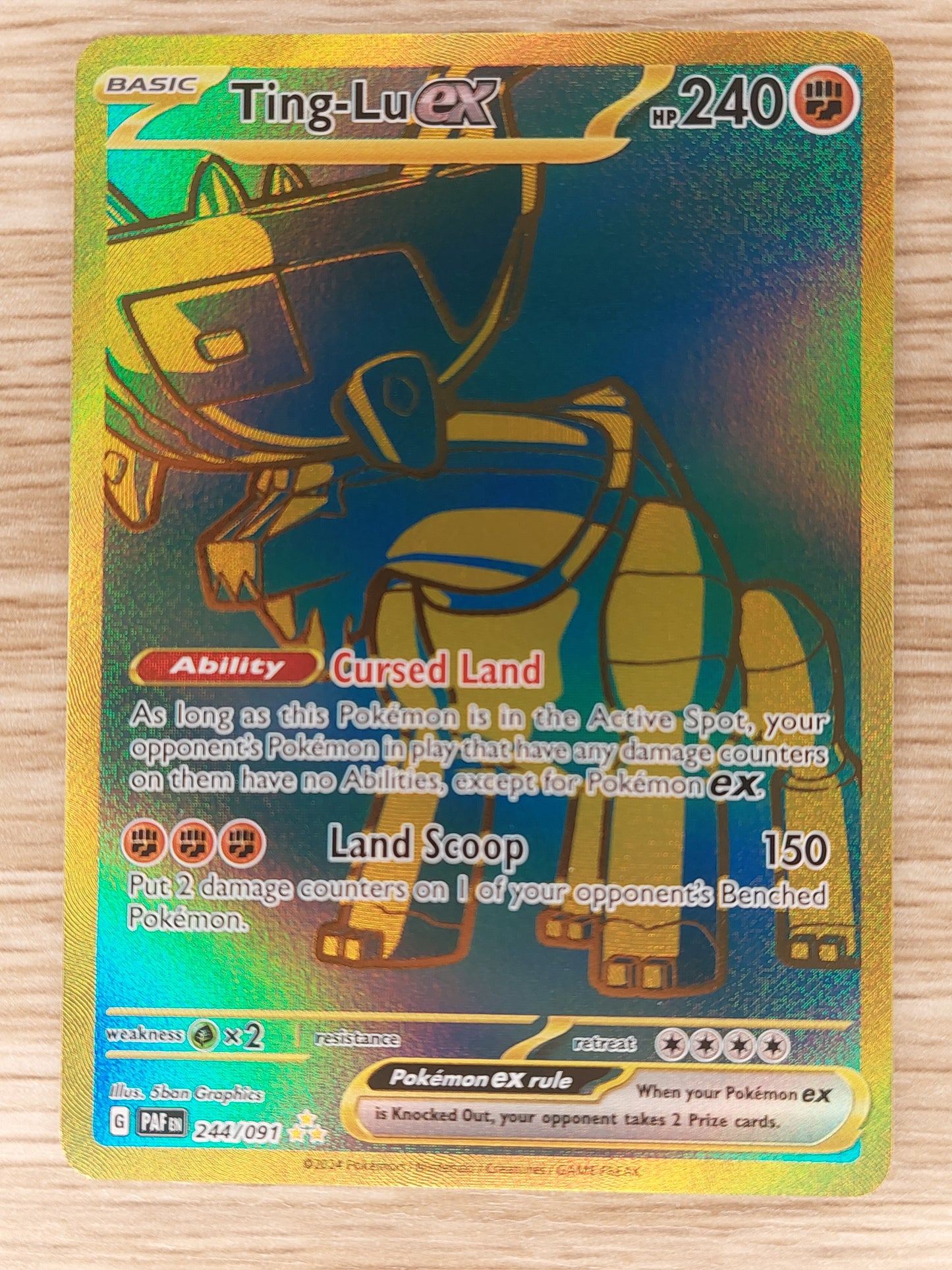 2024 Pokemon Paldean Fates 244/091 Ting-Lu EX Gold Hyper Rare