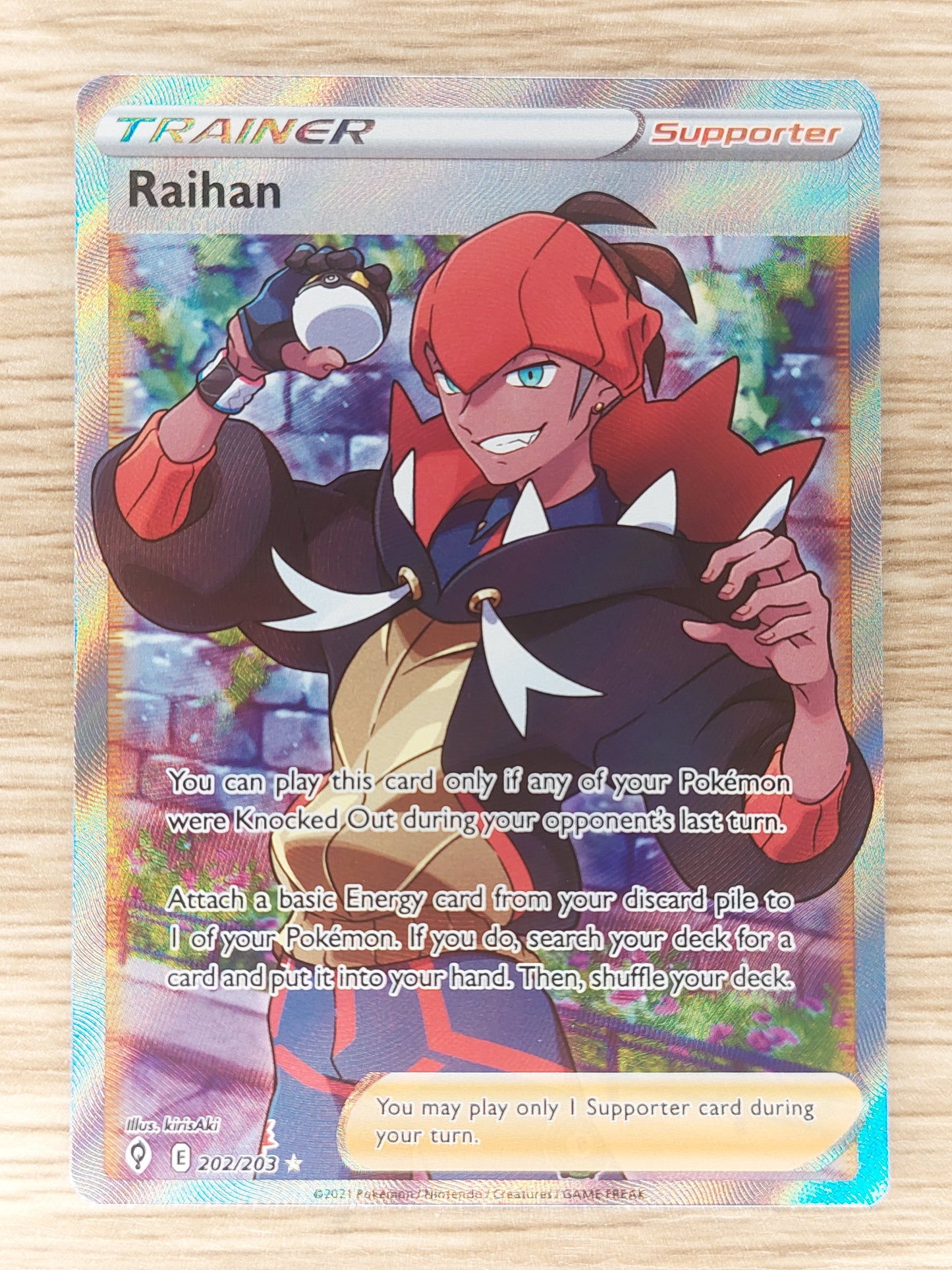 POKÉMON TCG Raihan Full Art Trainer Rare - 202/203 Evolving Skies