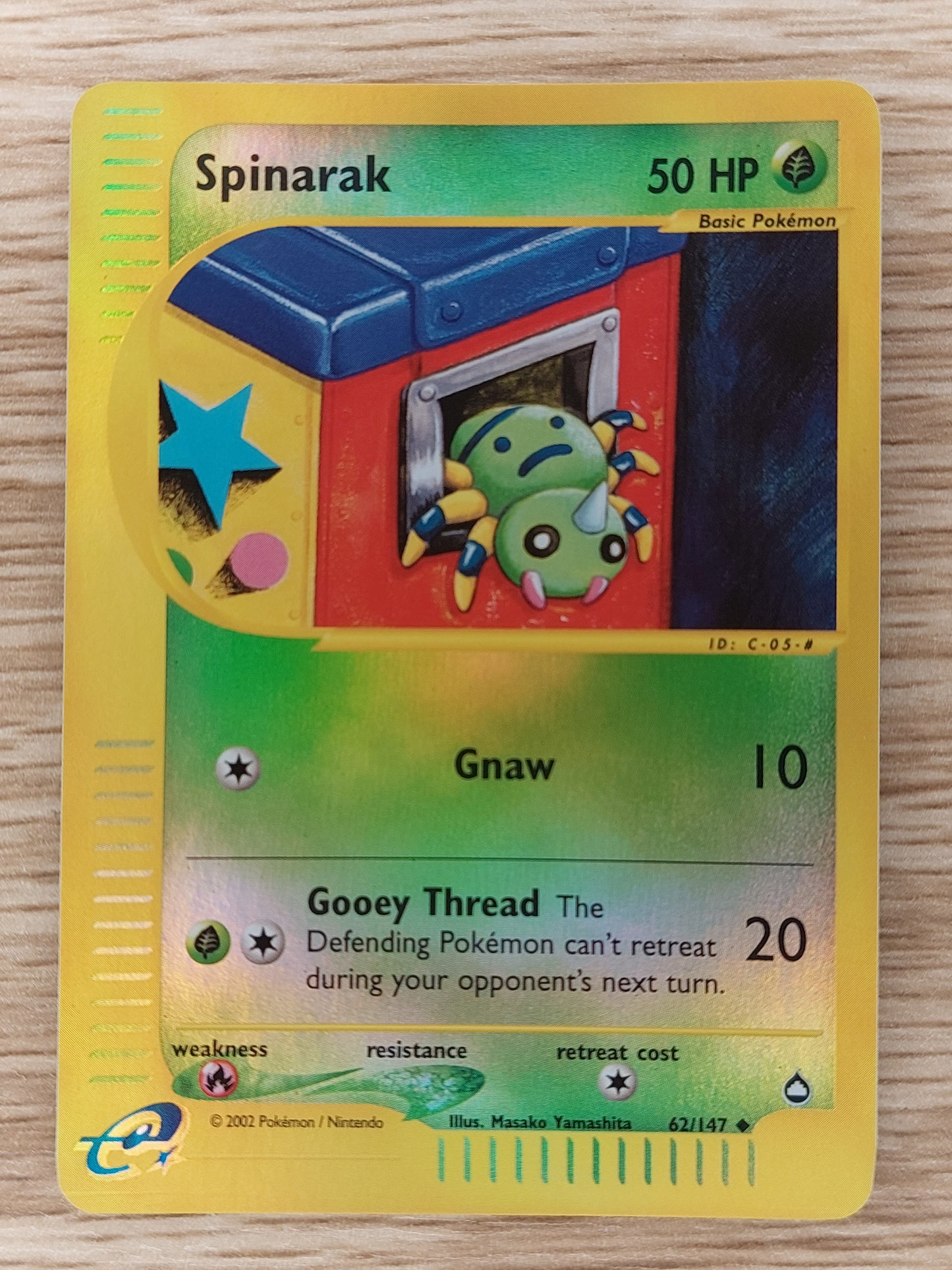 Spinarak Aquapolis 62/147 Reverse Holo Pokemon Card 2002