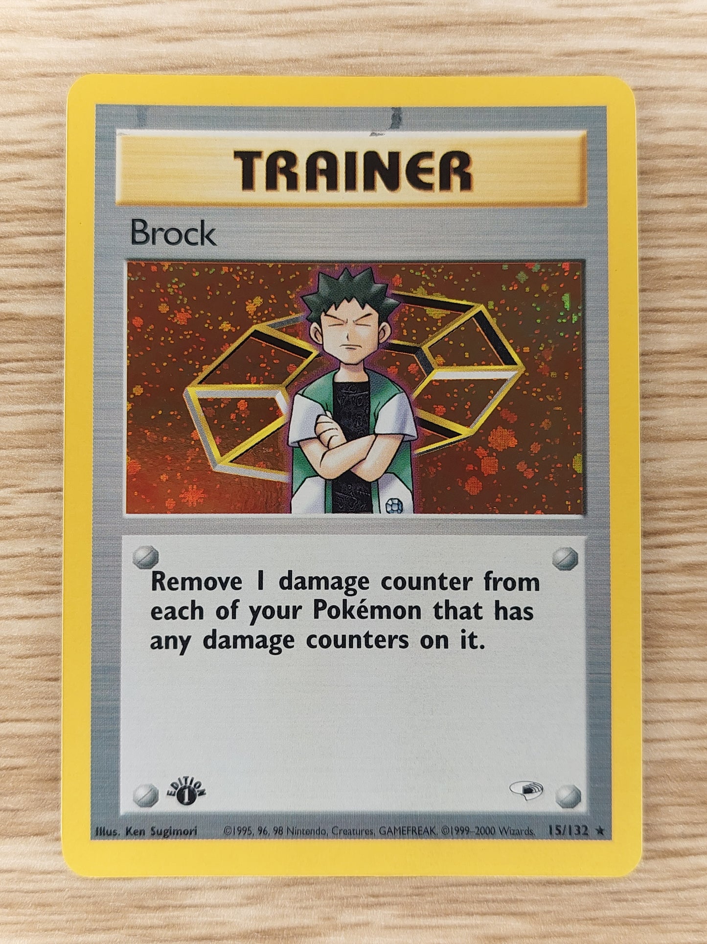 Pokemon GYM Heroes - Brock  - 15/132 - Holo Rare 1st Edition - NM/LP