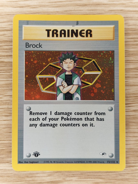 Pokemon GYM Heroes - Brock  - 15/132 - Holo Rare 1st Edition - NM/LP