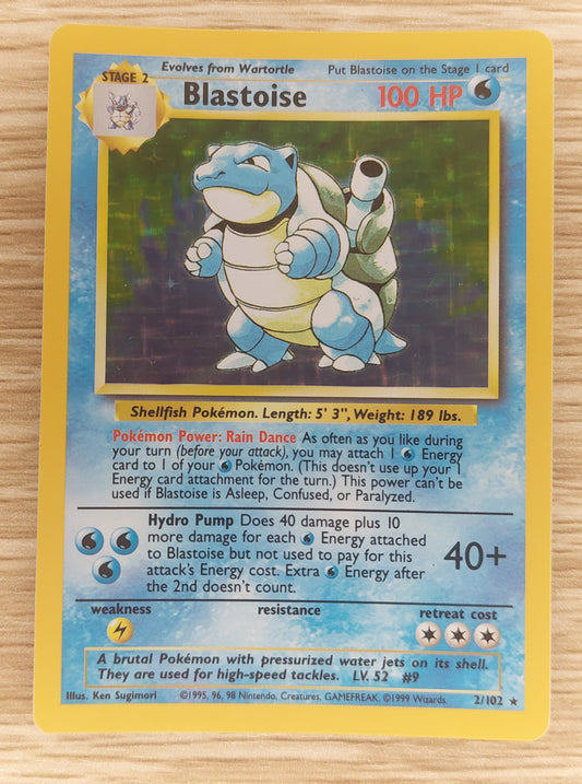 Blastoise Base Set 2/102 Holo Rare 1999 WOTC Pokemon Card MP -