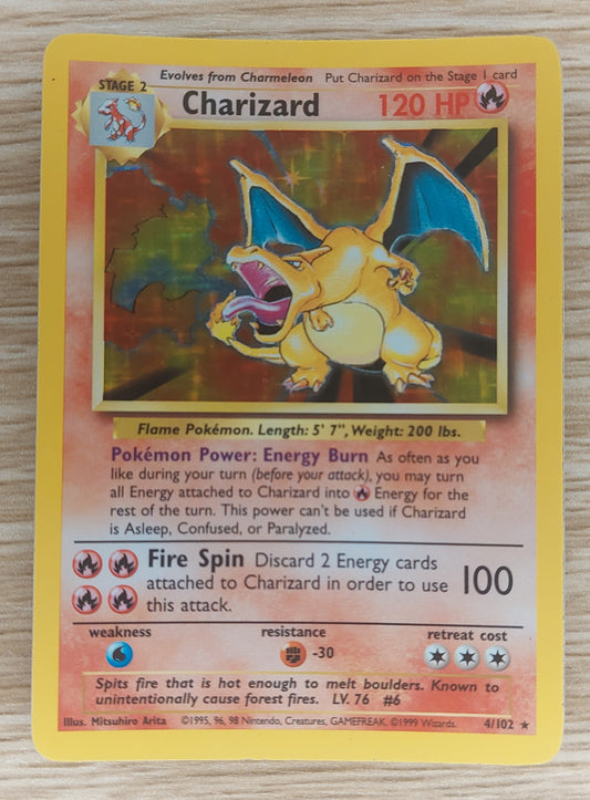 Charizard Base Set 4/102 Holo Rare 1999 WOTC Pokemon Card MP