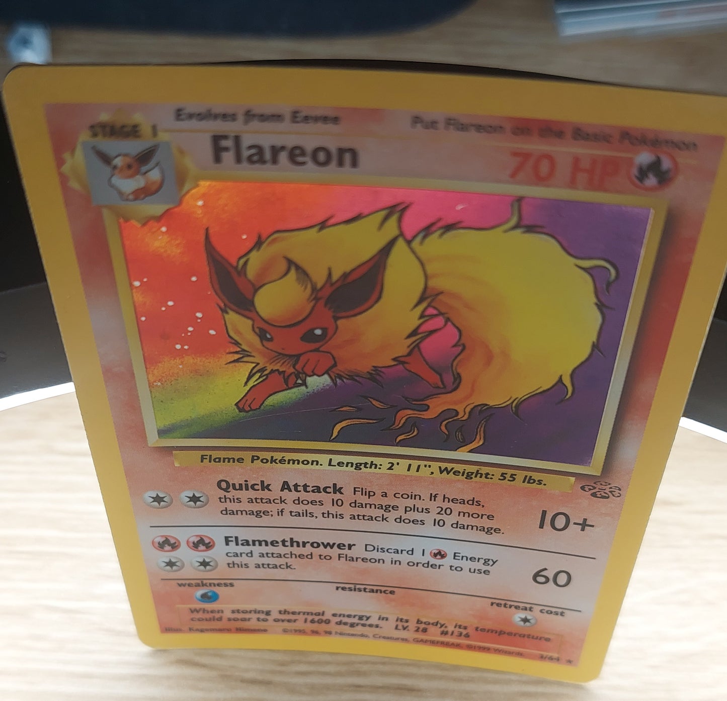 Flareon Jungle 3/64 Holo Vintage 1999 Pokemon TCG Card Unlimited Rare MP