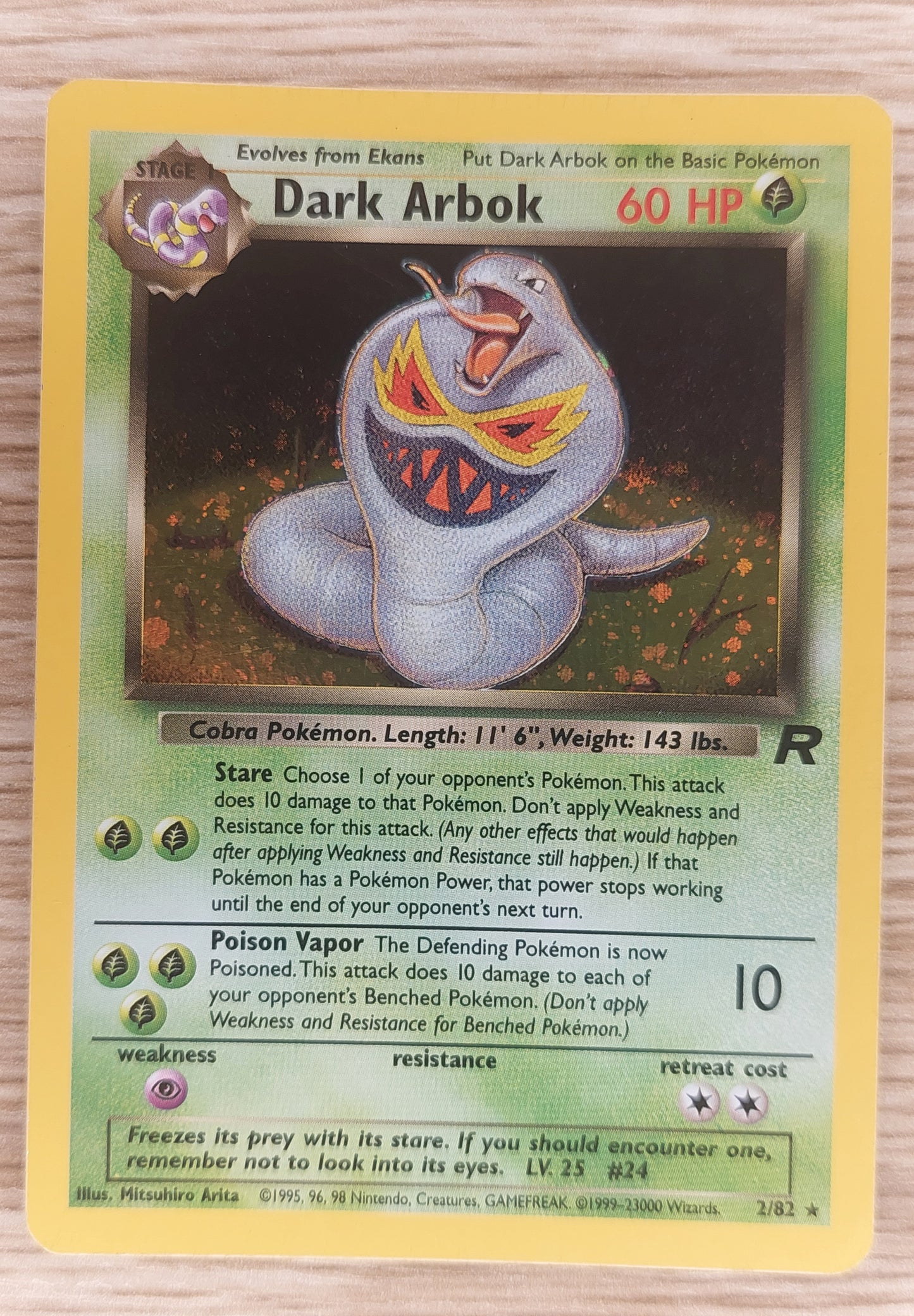 Dark Arbok 2/82 Holo Rare Pokemon Card - WOTC Team Rocket LP