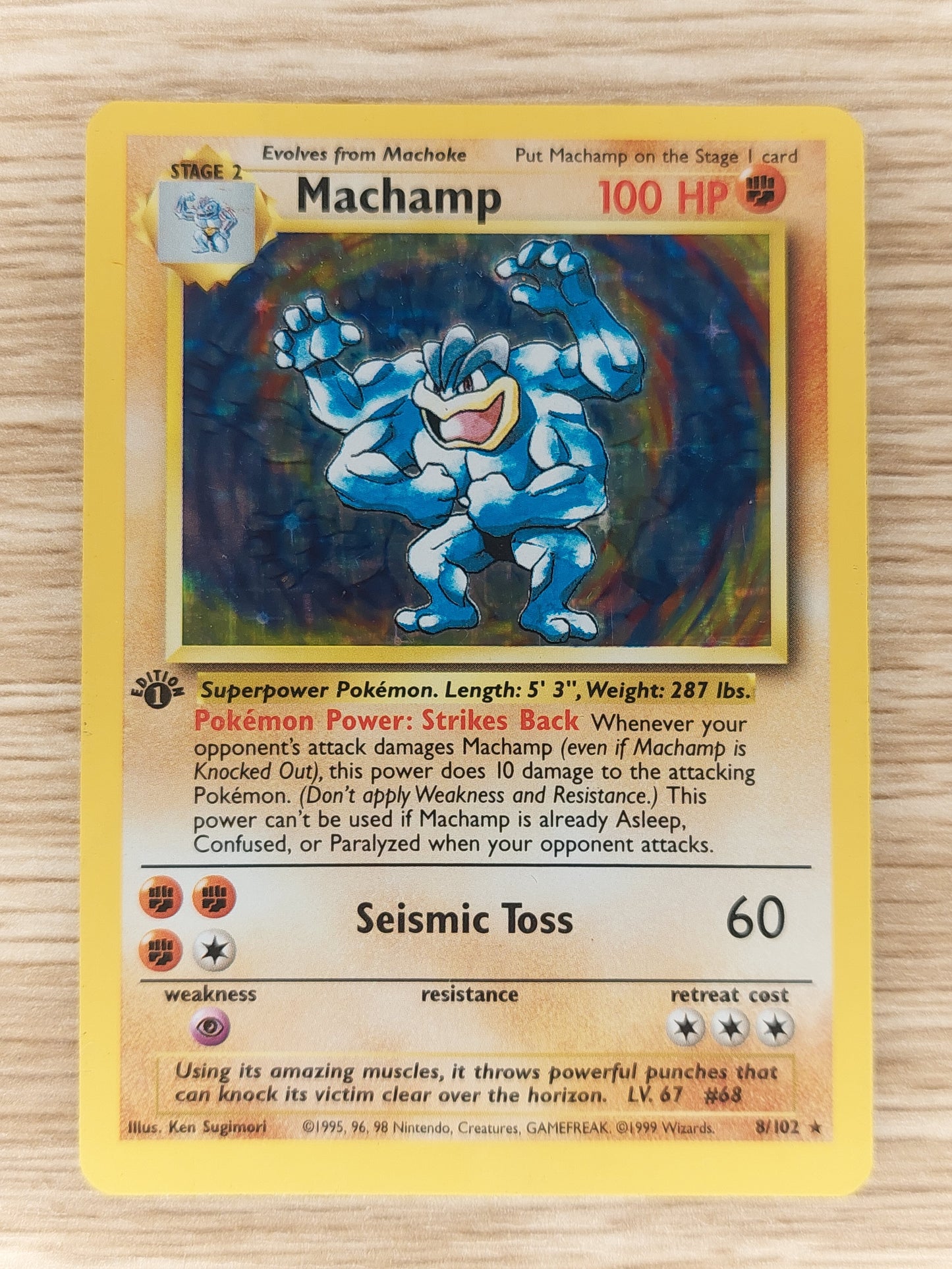 Pokémon TCG Machamp Base Set 8/102 Holo 1st Edition Holo Rare HP