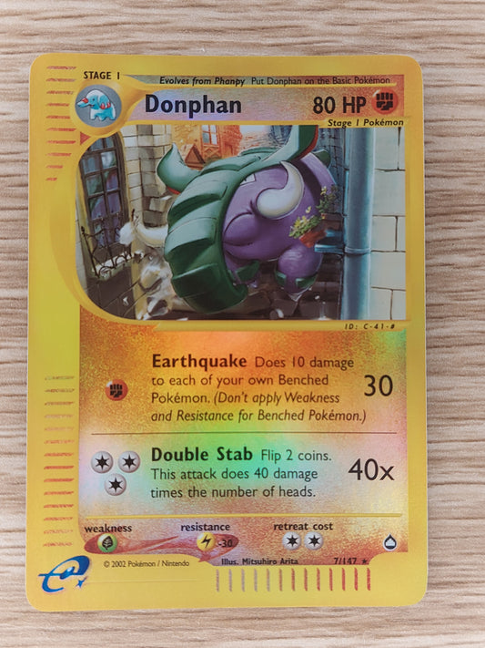 2002 Pokemon Aquapolis 7/147 Donphan Reverse Holo LP