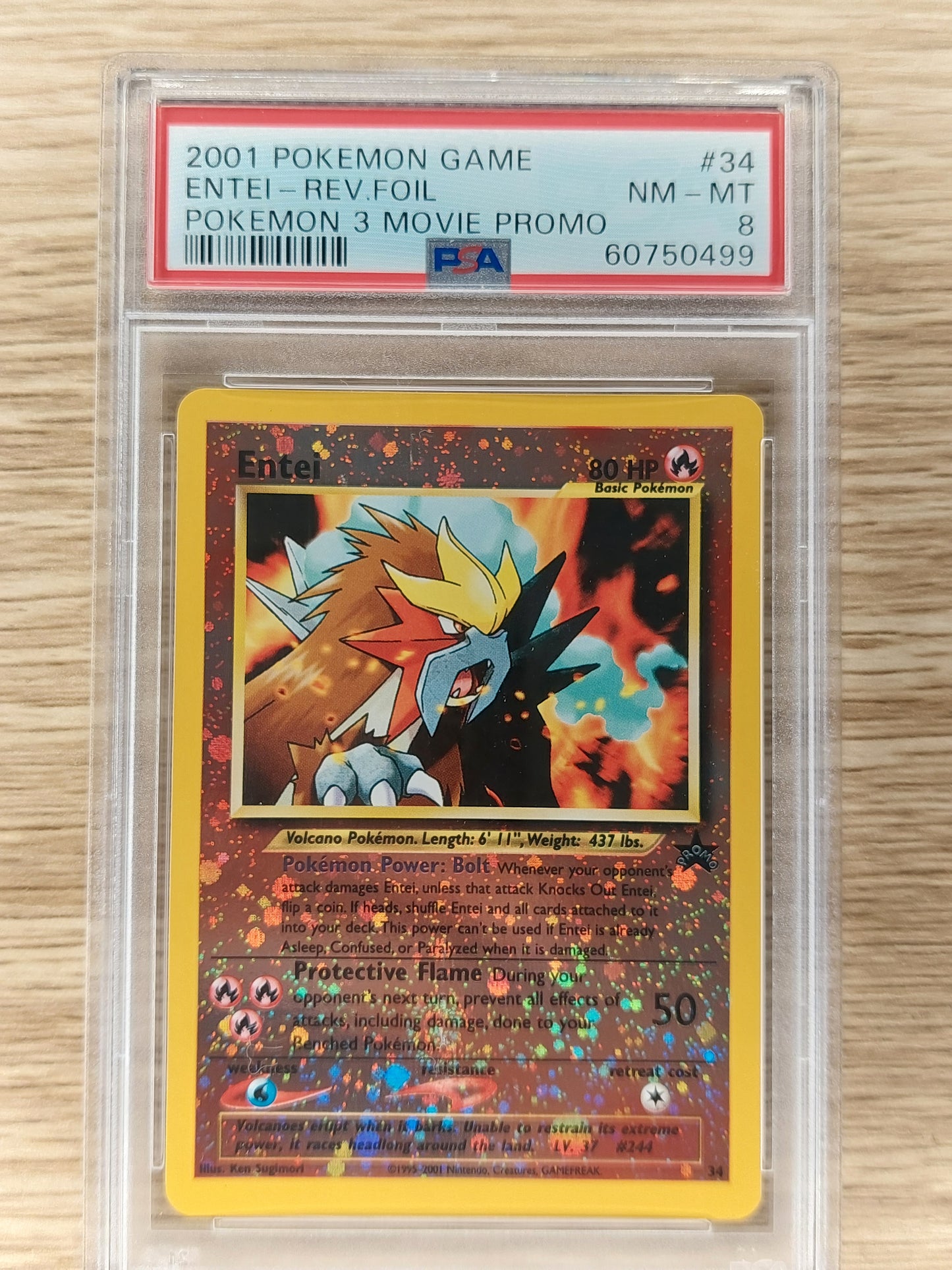 2001 Pokemon 3 Movie Promo  #34 Entei Reverse Foil PSA 8