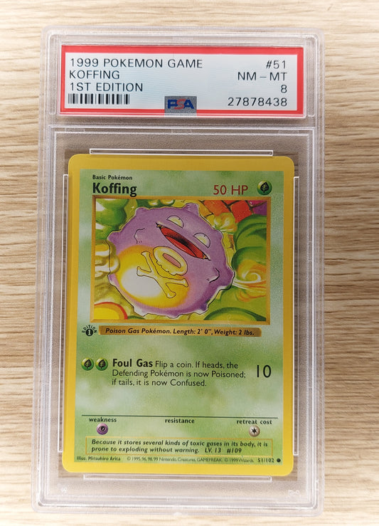 PSA 8 Koffing - 1st Edition Shadowless Base Set - 51/102 - Pokemon Card