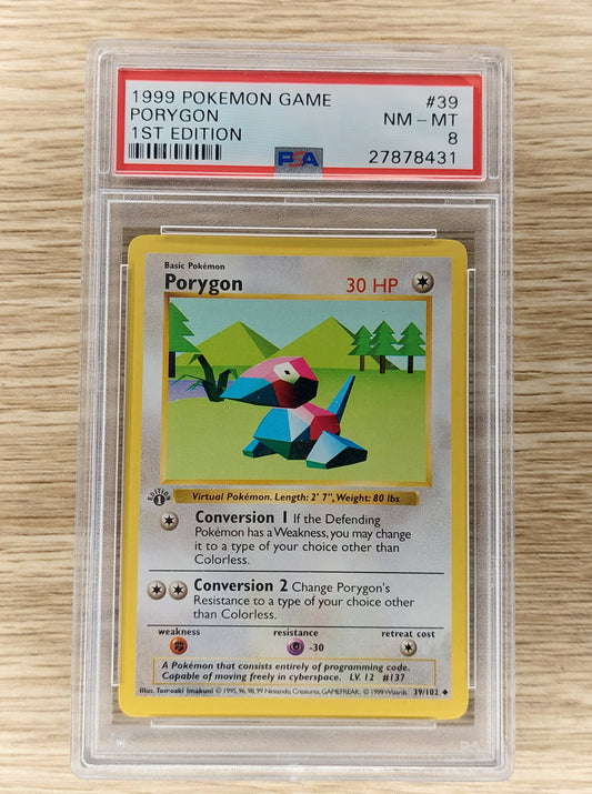 PSA 8 Porygon - 1st Edition Shadowless Base Set - 39/102 - Pokemon Card