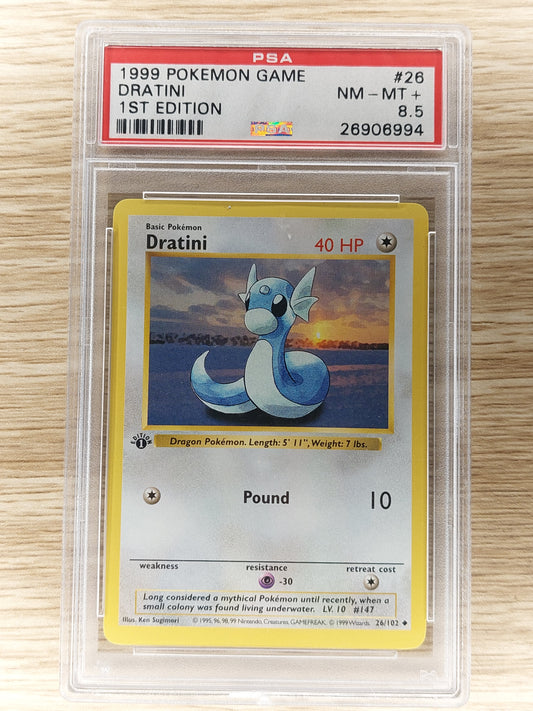 PSA 8.5 Dratini - 1st Edition Shadowless Base Set - 26/102 - Pokemon Card