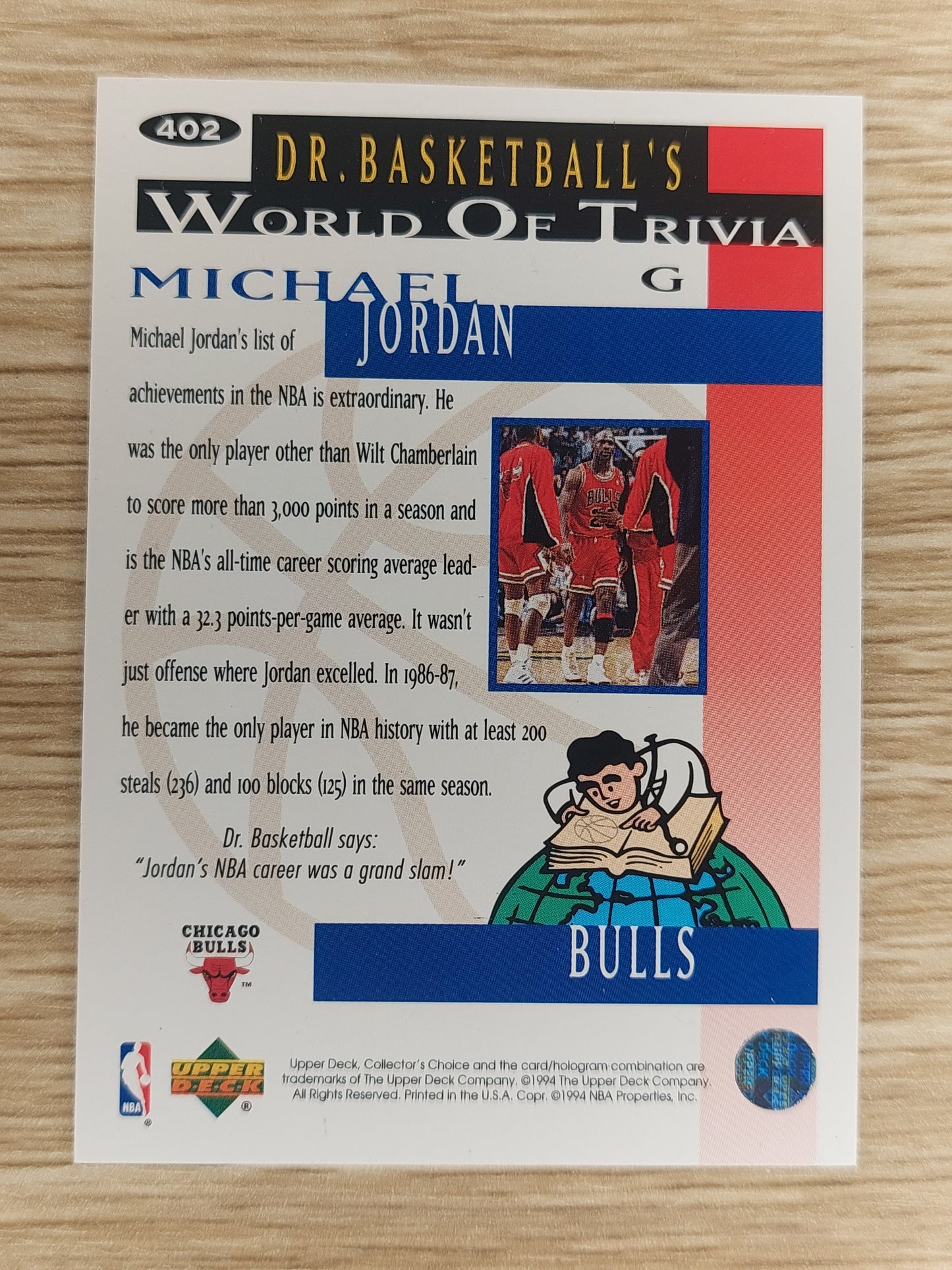 1994 Upper Deck Collectors Choice #402 Michael Jordan Gold Signature Card