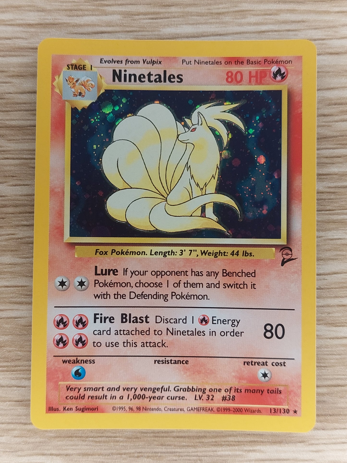 Pokemon TCG - Ninetales 13/130 - Base Set 2 -Wotc 1999 Holo Rare -