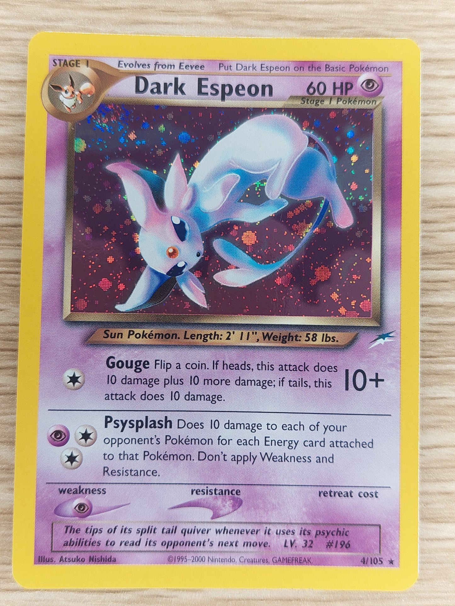 WOTC Pokemon Card - Dark Espeon - Neo Destiny 4/105 Holo Rare NR MT MT