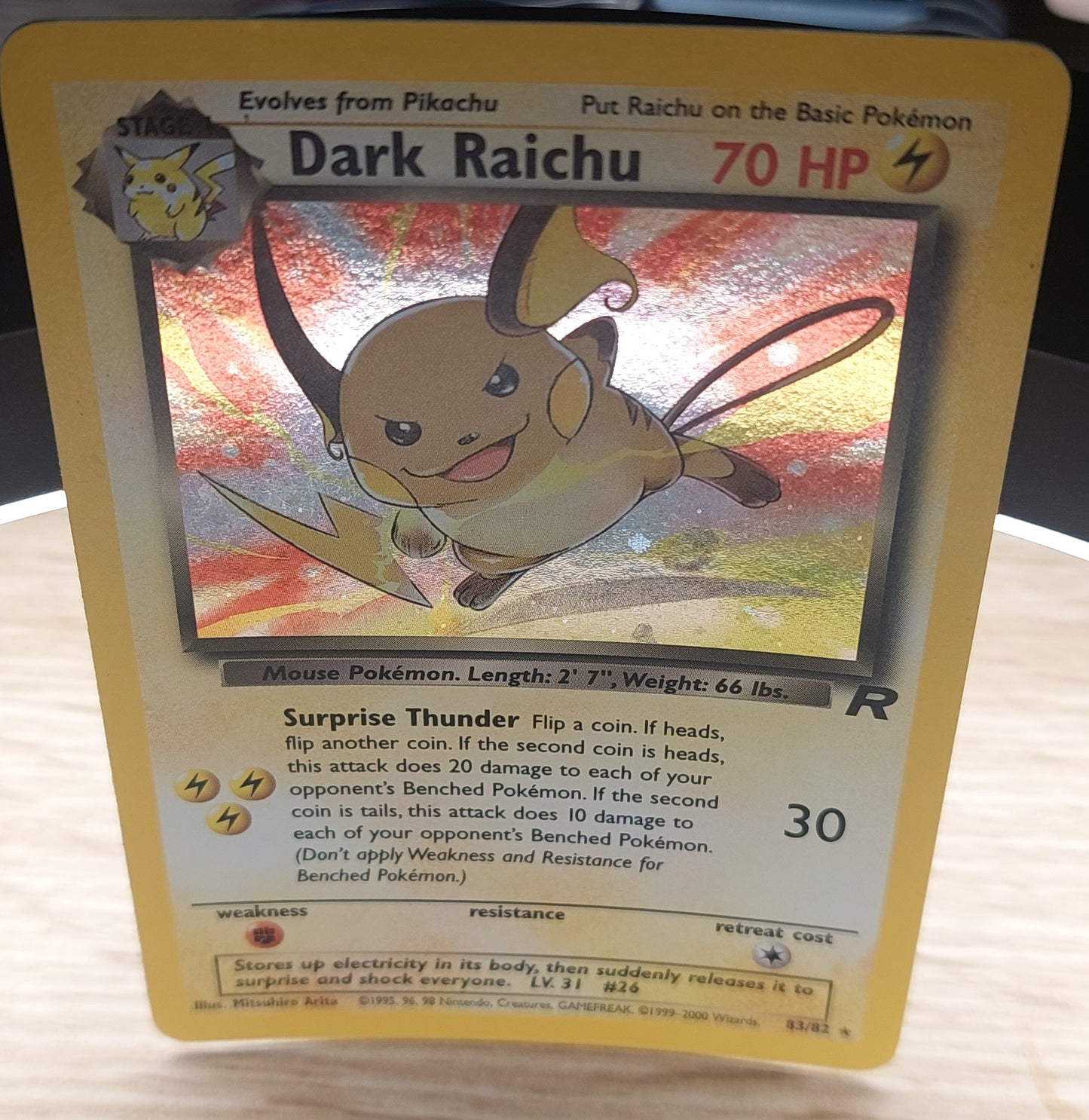 Pokemon TCG - Dark Raichu 83/82 - Holo Rare Team Rocket Secret Rare - EXC