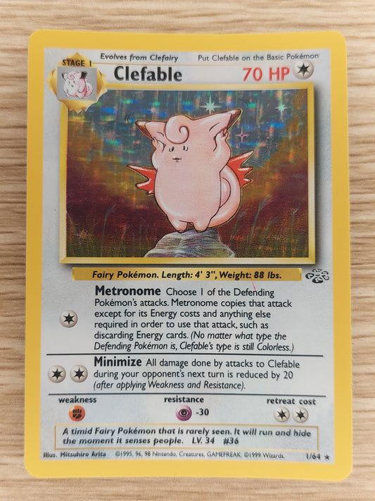 1999 WOTC Pokemon Jungle 1/64 Clefable Holo LP