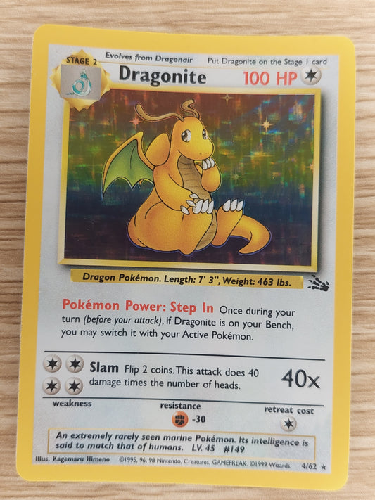 1999 WOTC Pokemon Fossil 4/62 Dragonite Holo LP