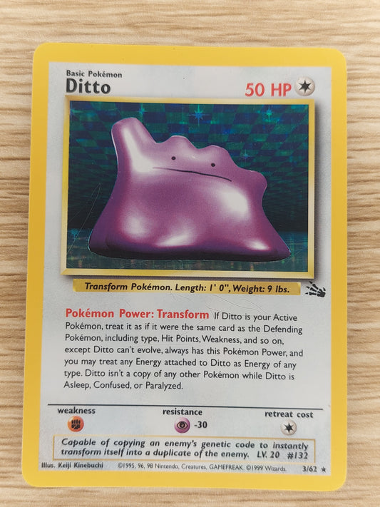 1999 WOTC Pokemon Fossil 3/62 Ditto Holo LP