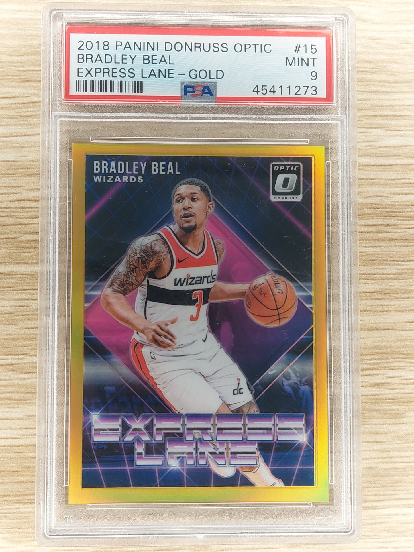 2018-19 Donruss Optic #15 Bradley Beal Express Lane Gold 08/10 PSA 9 Mint