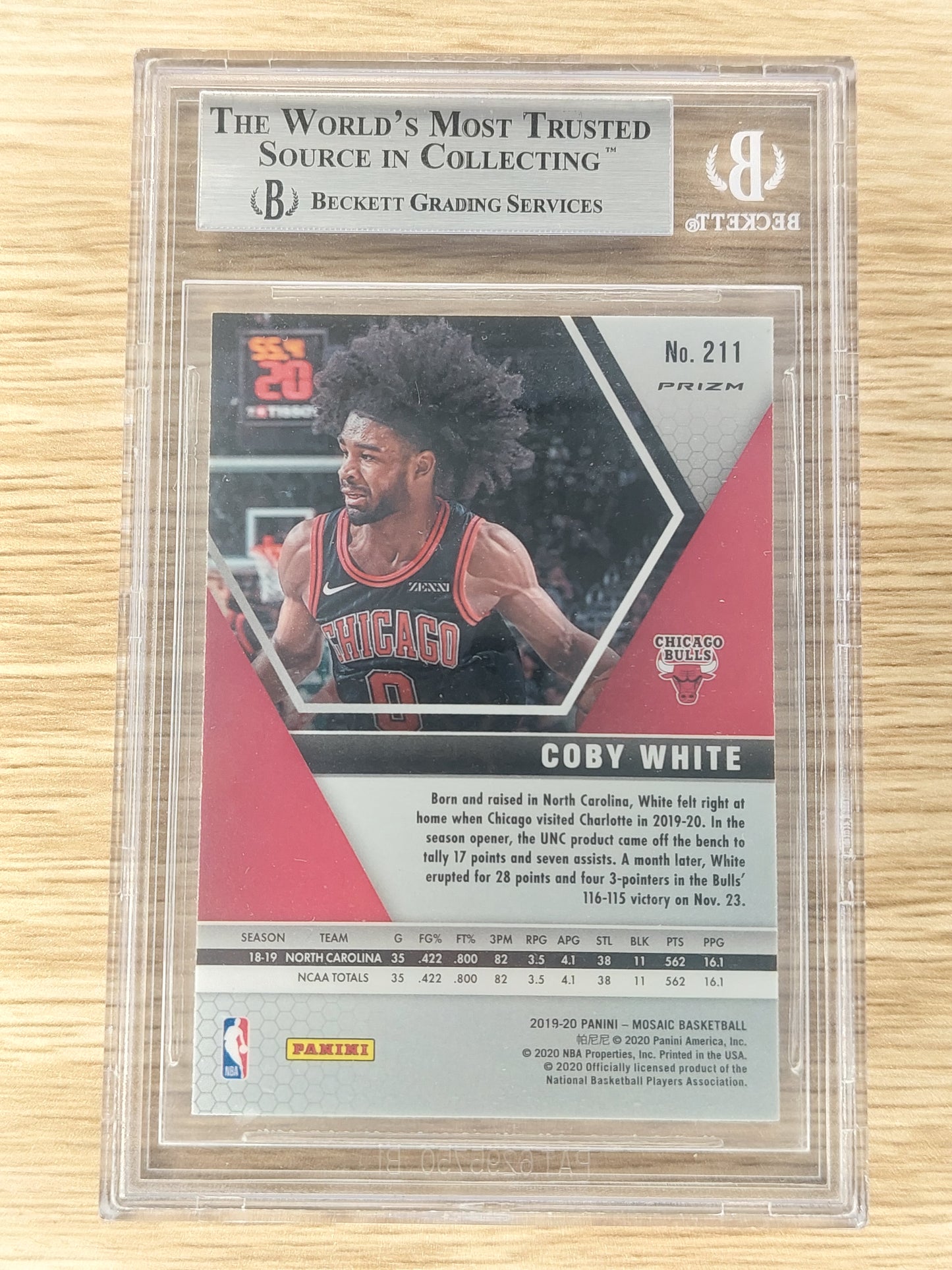 2019-20 PANINI MOSAIC RED #211 Coby White RC BGS 9