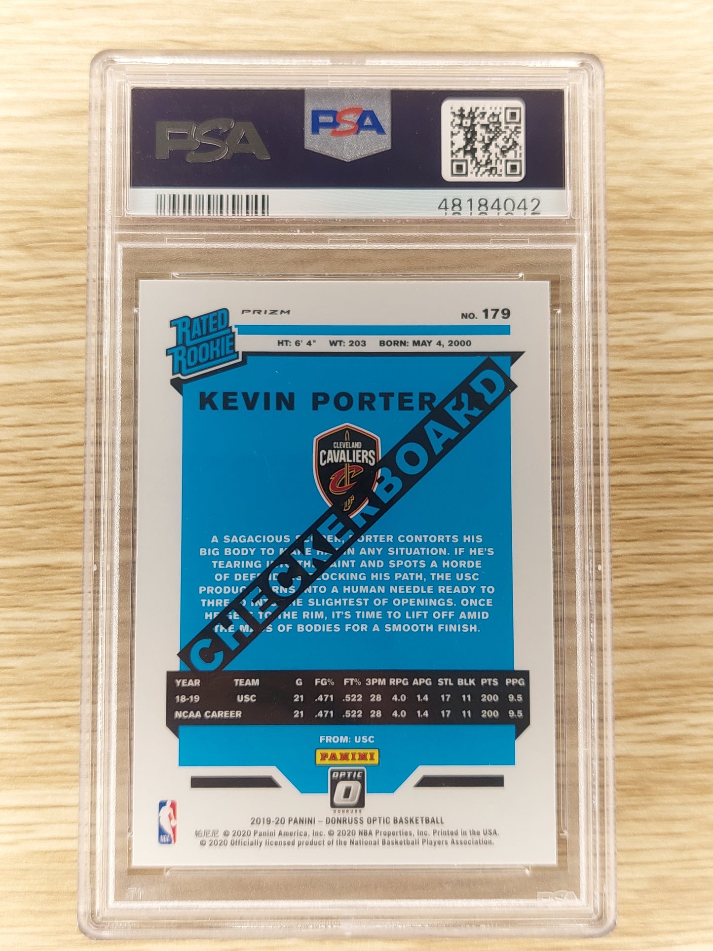 2019-20 Donruss Optic Kevin Porter Jr Rated Rookie Checkerboard prizm PSA 9