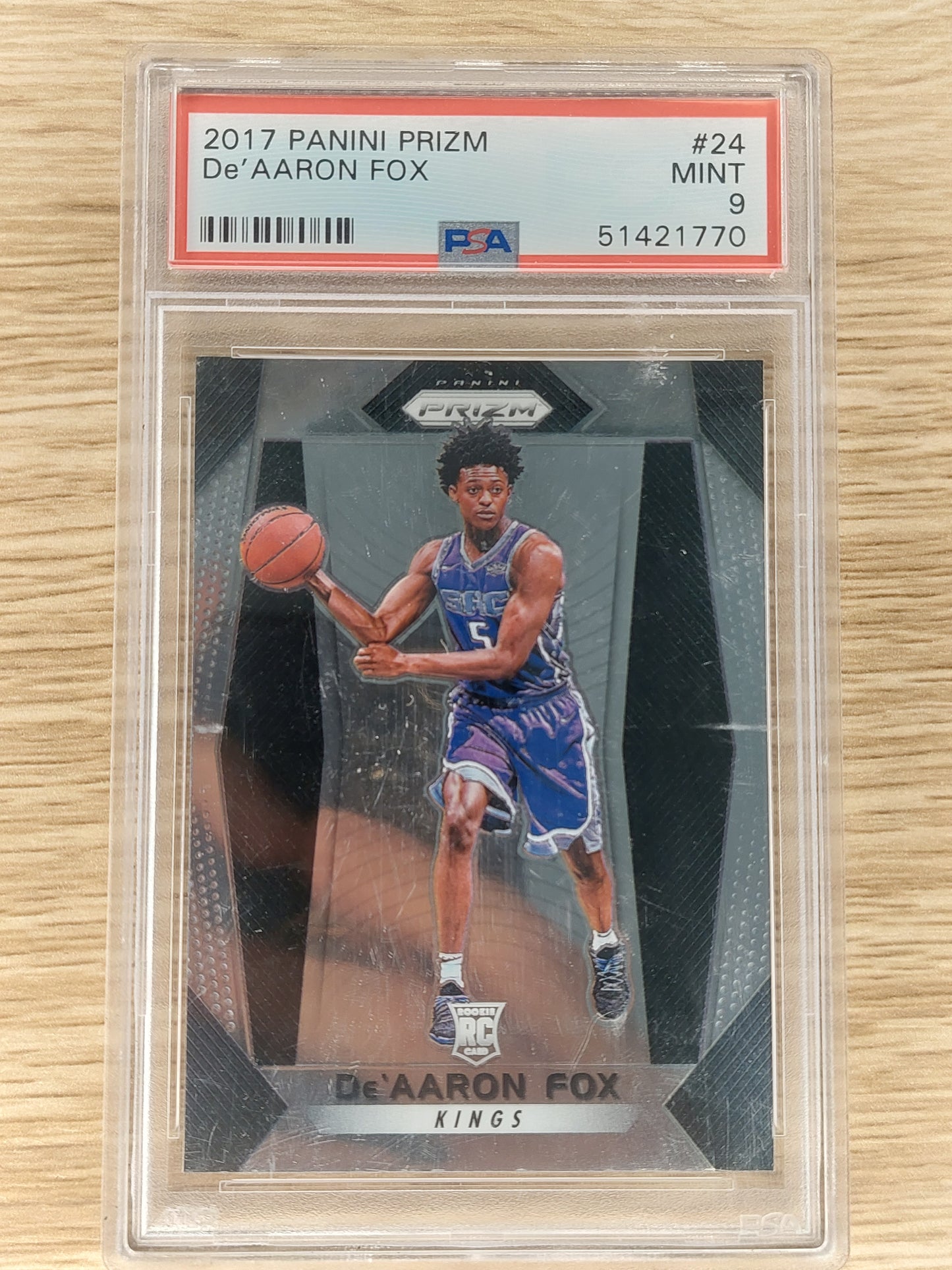 De'Aaron Fox 2017 Panini Prizm Rookie Card RC #24 PSA 9 MINT Sacramento Kings