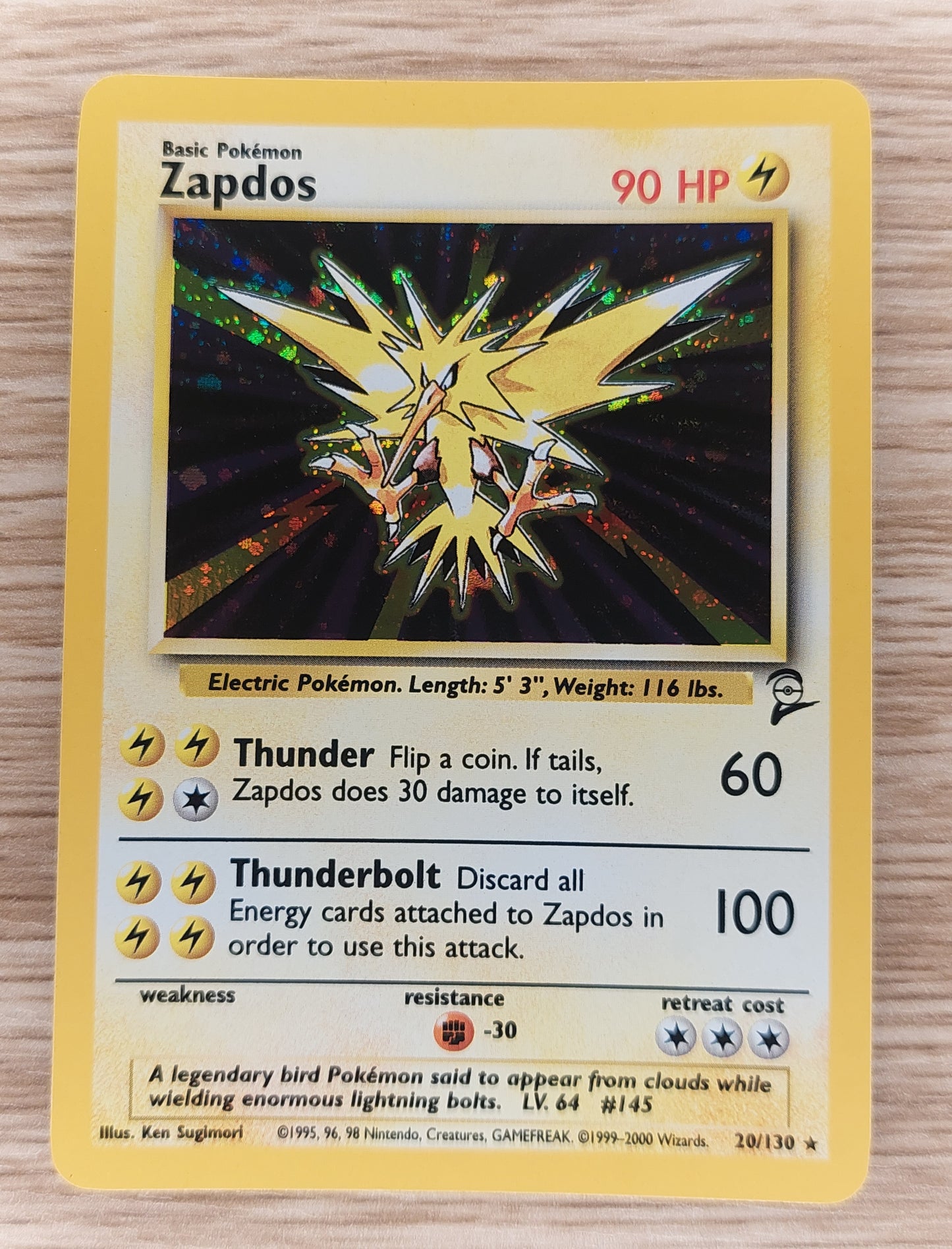 Zapdos [EX] Holo Base Set 2 - 20/130 Pokemon Card [1999-2000] NR MT