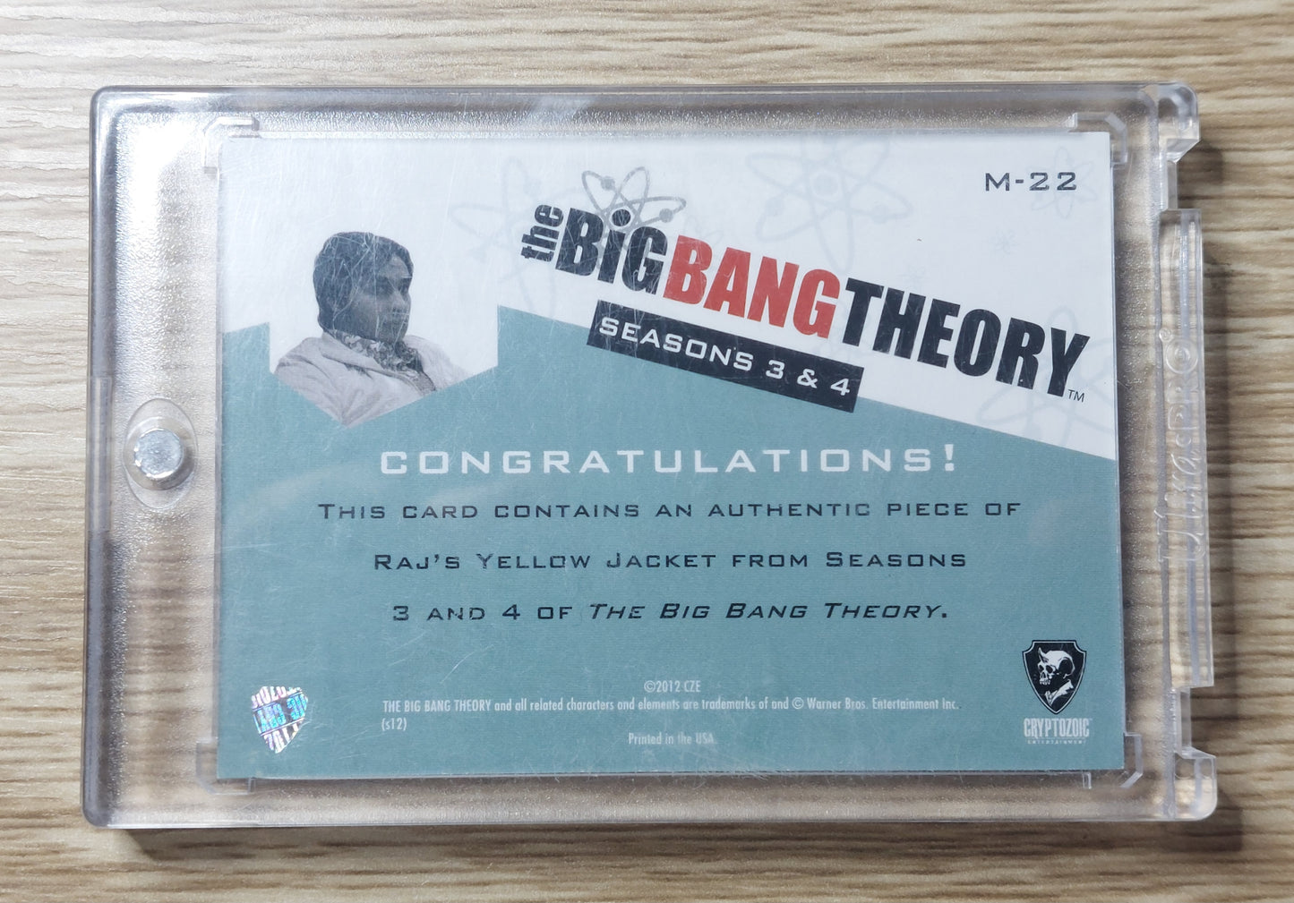 2013 Cryptozoic The Big Bang Theory Authentic Wardrobe Raj's Yellow Jacket Patch M-22