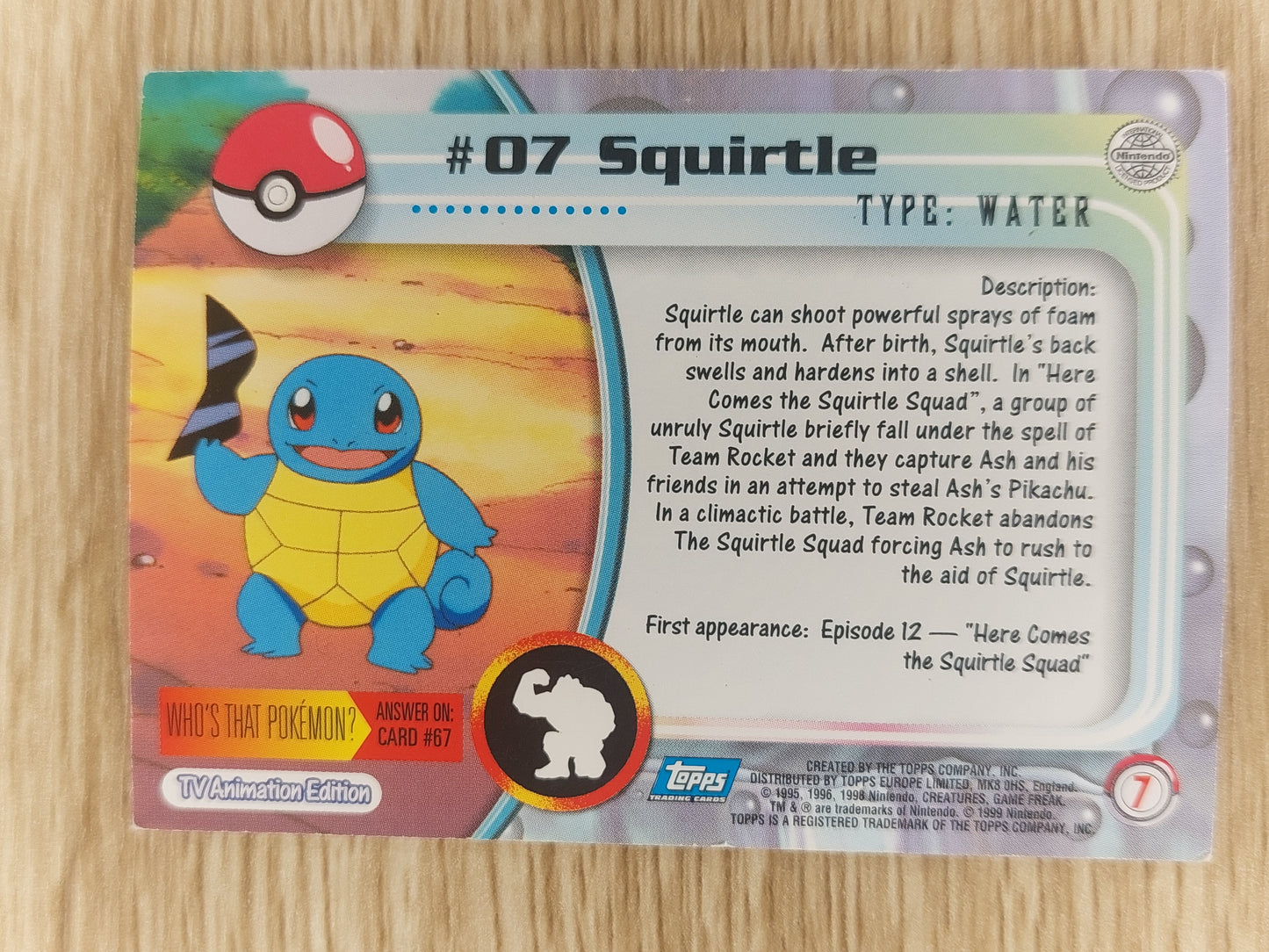 2000 Topps #07 Pokemon Squirtle Holo Good Condition SEE Pics