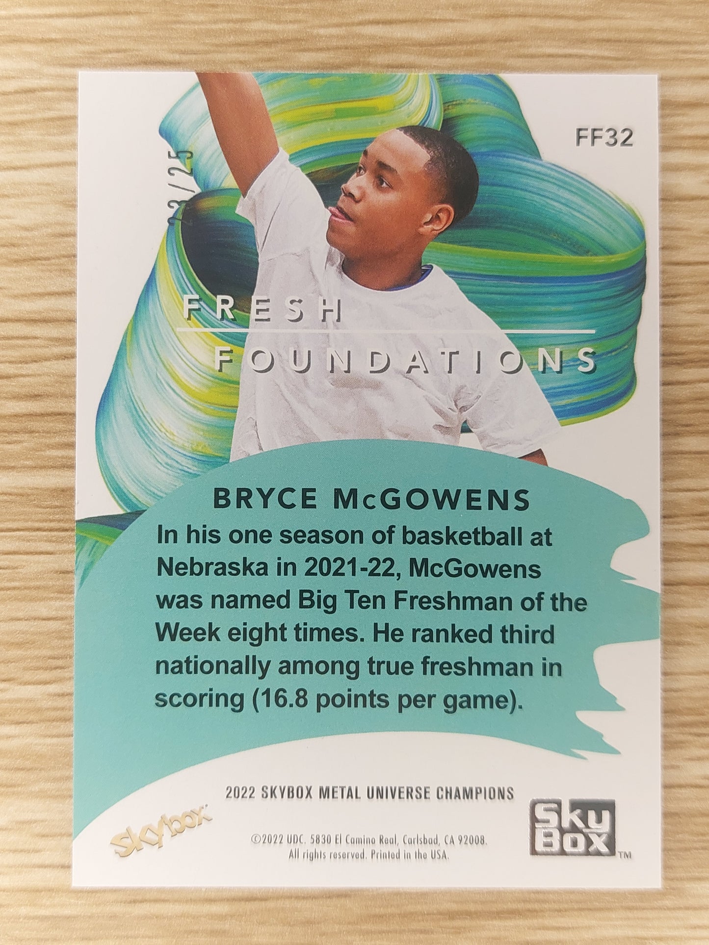 2022 Skybox Metal Universe Precious Metal Gems FRESH Foundations Bryce McGowan's Orange #/25