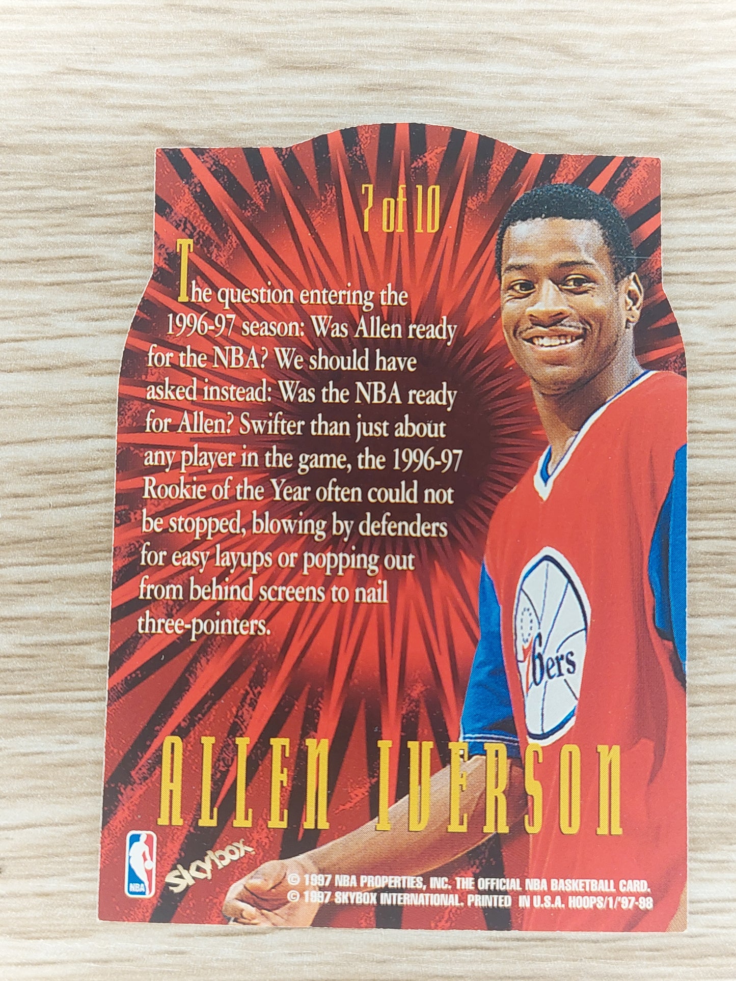 1997 Skybox NBA HOOPS 7 of 10 HOOPERSTAR Allen Iverson Die Cut SSP