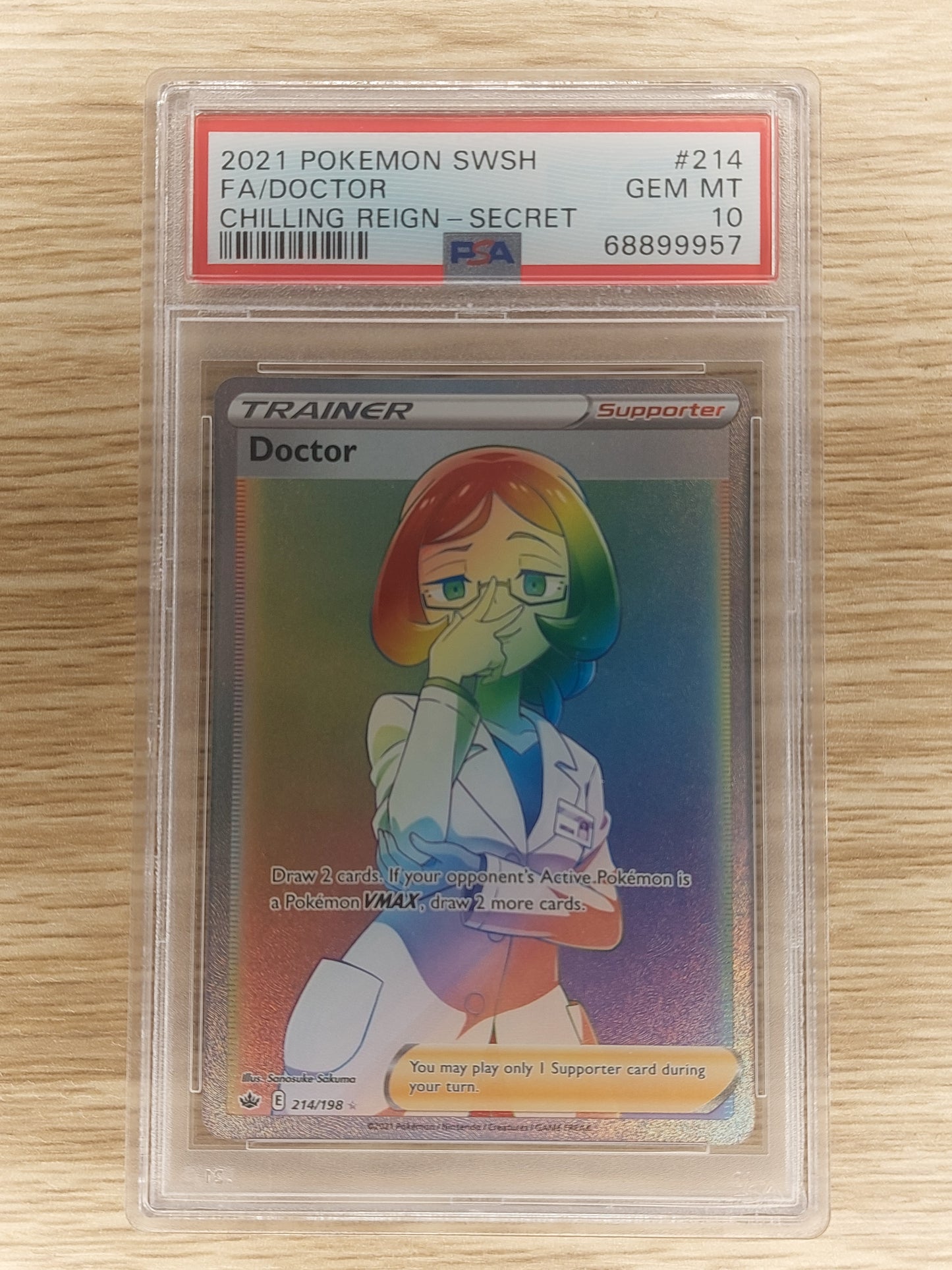 2021 Pokemon SWSH Chilling Reign 214/198 Trainer Doctor Rainbow Secret PSA 10