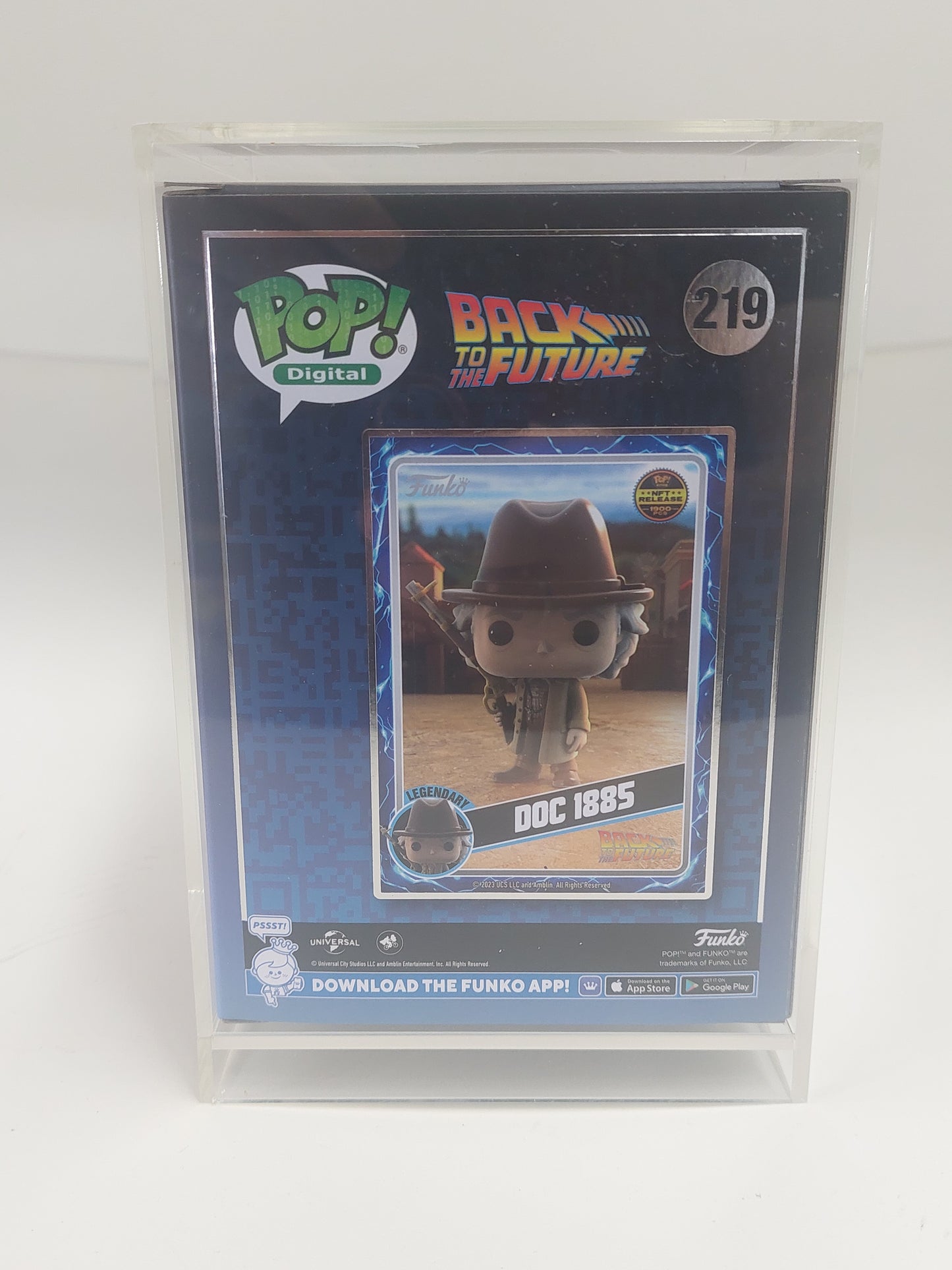 Funko Pop Digital Back to the future Doc 1885(NFT Release 1900 pc)in Custom Case