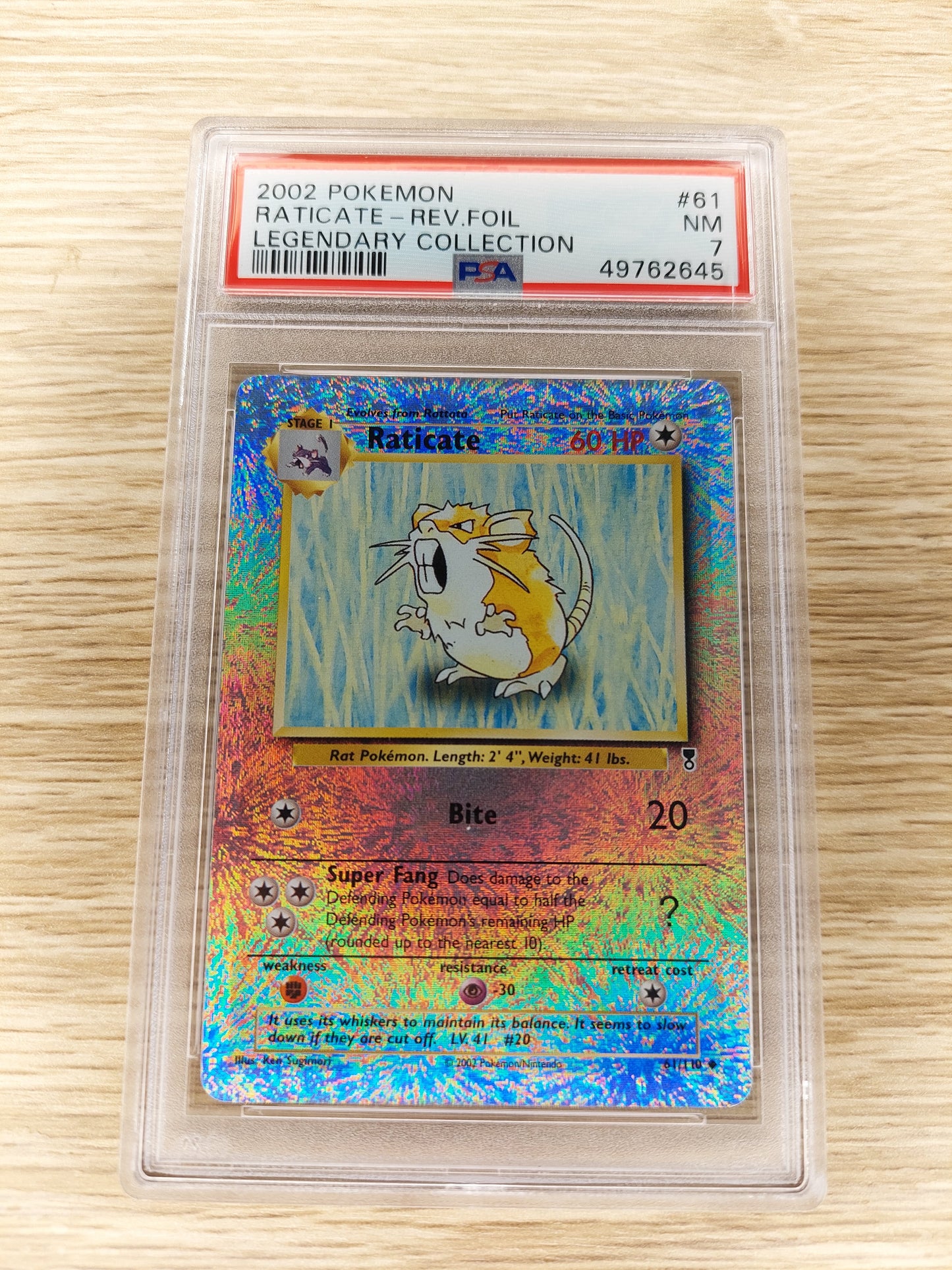 2002 Pokemon Legendary Collection #61 Raticate Reverse Foil PSA 7