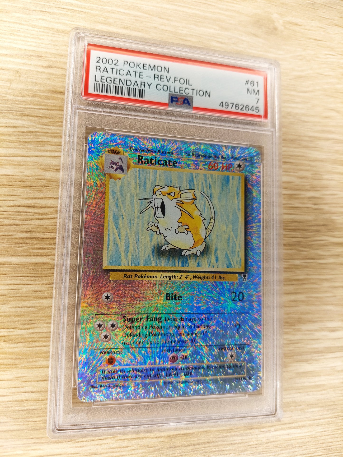 2002 Pokemon Legendary Collection #61 Raticate Reverse Foil PSA 7