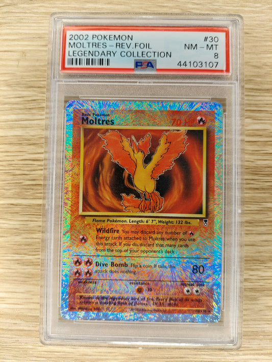 2002 Pokemon Legendary Collection #30 Moltres Reverse Foil PSA 8