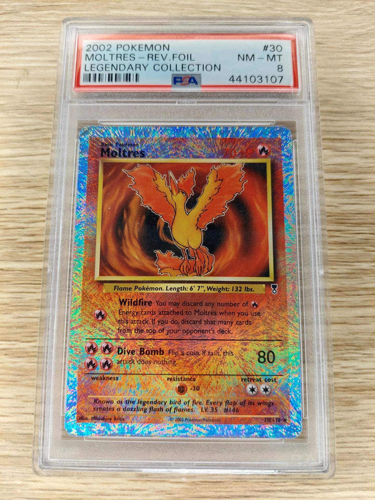 2002 Pokemon Legendary Collection #30 Moltres Reverse Foil PSA 8