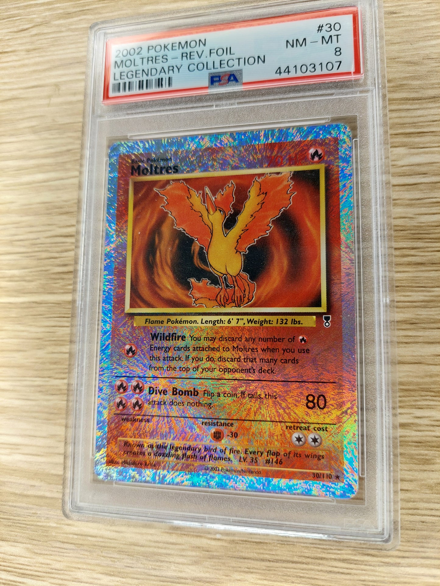 2002 Pokemon Legendary Collection #30 Moltres Reverse Foil PSA 8