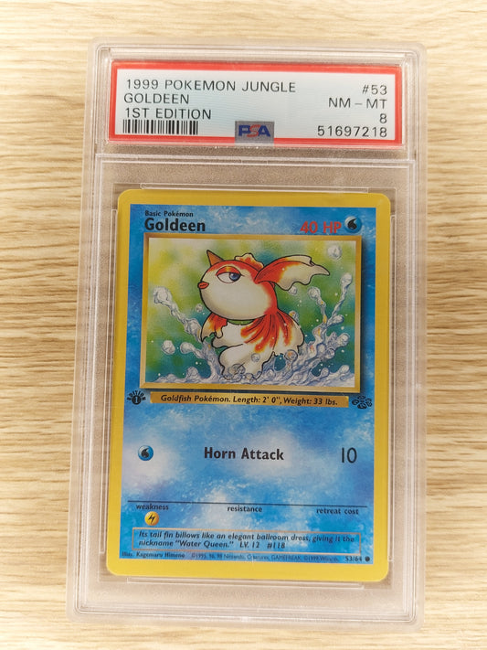 1999 Pokemon Jungle 53/64 Goldeen 1st Edition PSA 8