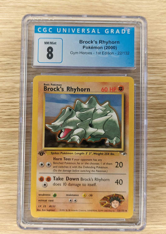 2000 Pokemon Gym Heroes 22/132 Brock's Rhyhorn 1st edition CGC 8