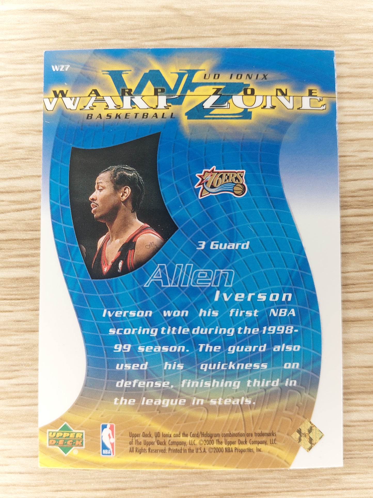 1999-00 Upper Deck Ionix Allen Iverson Warp Zone Refractor Insert Card SSP #WZ7