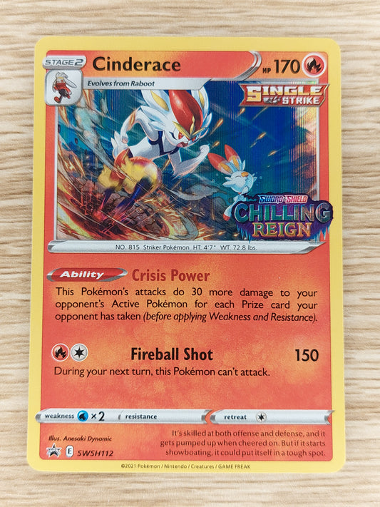 2021 Pokemon Chilling Reign SWSH112 Cinderace Stamped Promo