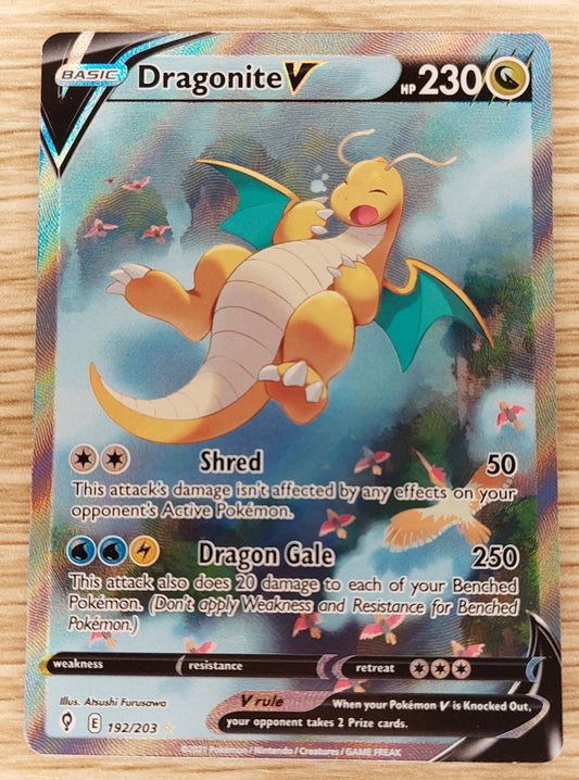 2021 Pokemon Evolving Skies 192/203 Dragonite V Full Art Holo Alt NR MT