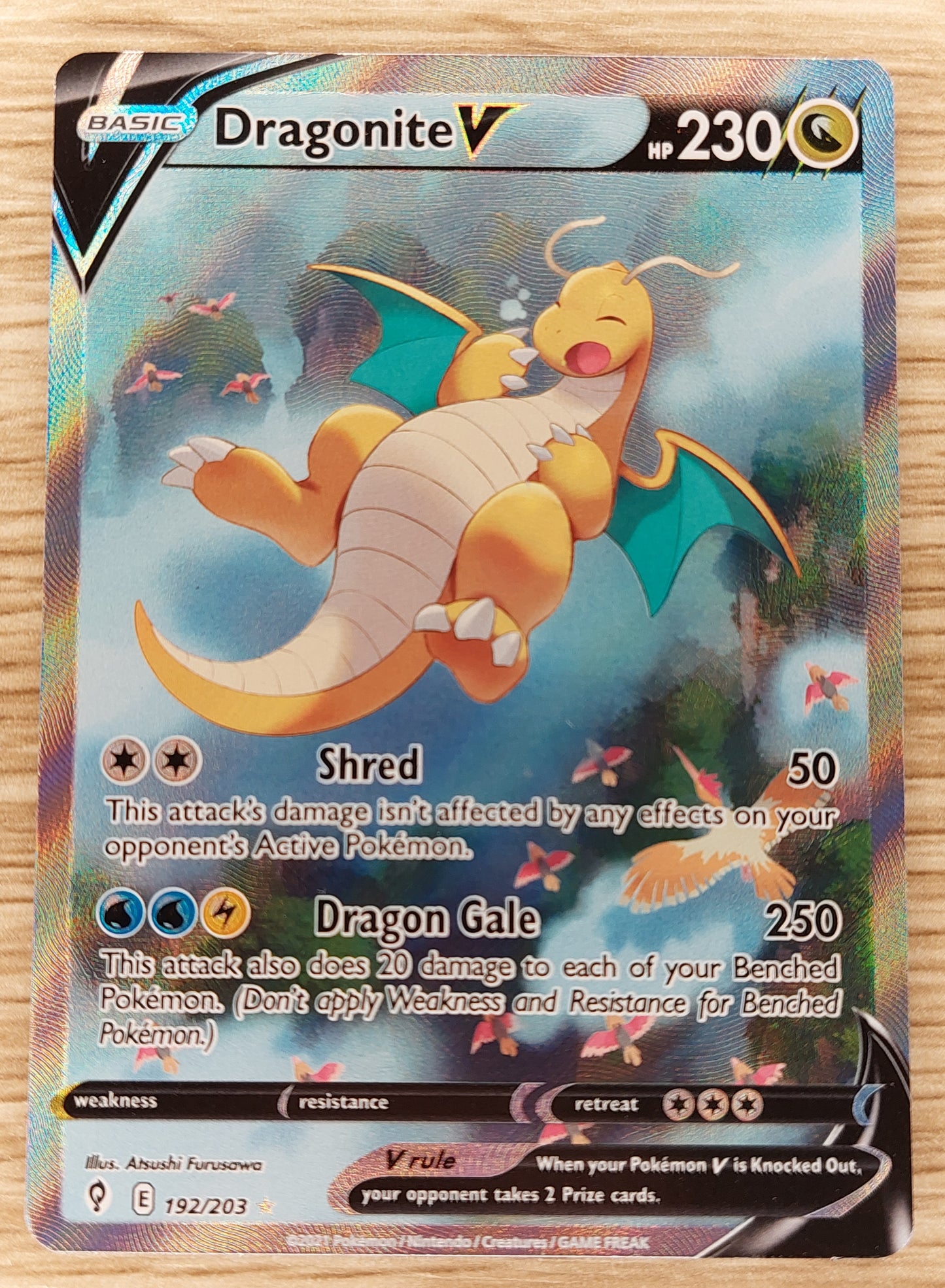 2021 Pokemon Evolving Skies 192/203 Dragonite V Full Art Holo Alt NR MT