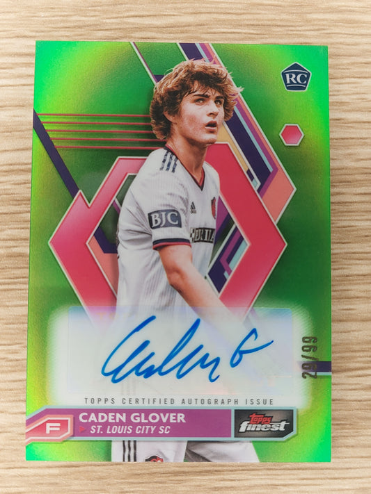 2023 Topps Finest MLS Soccer A-GL Caden Glover Auto Green Refractor 29/99