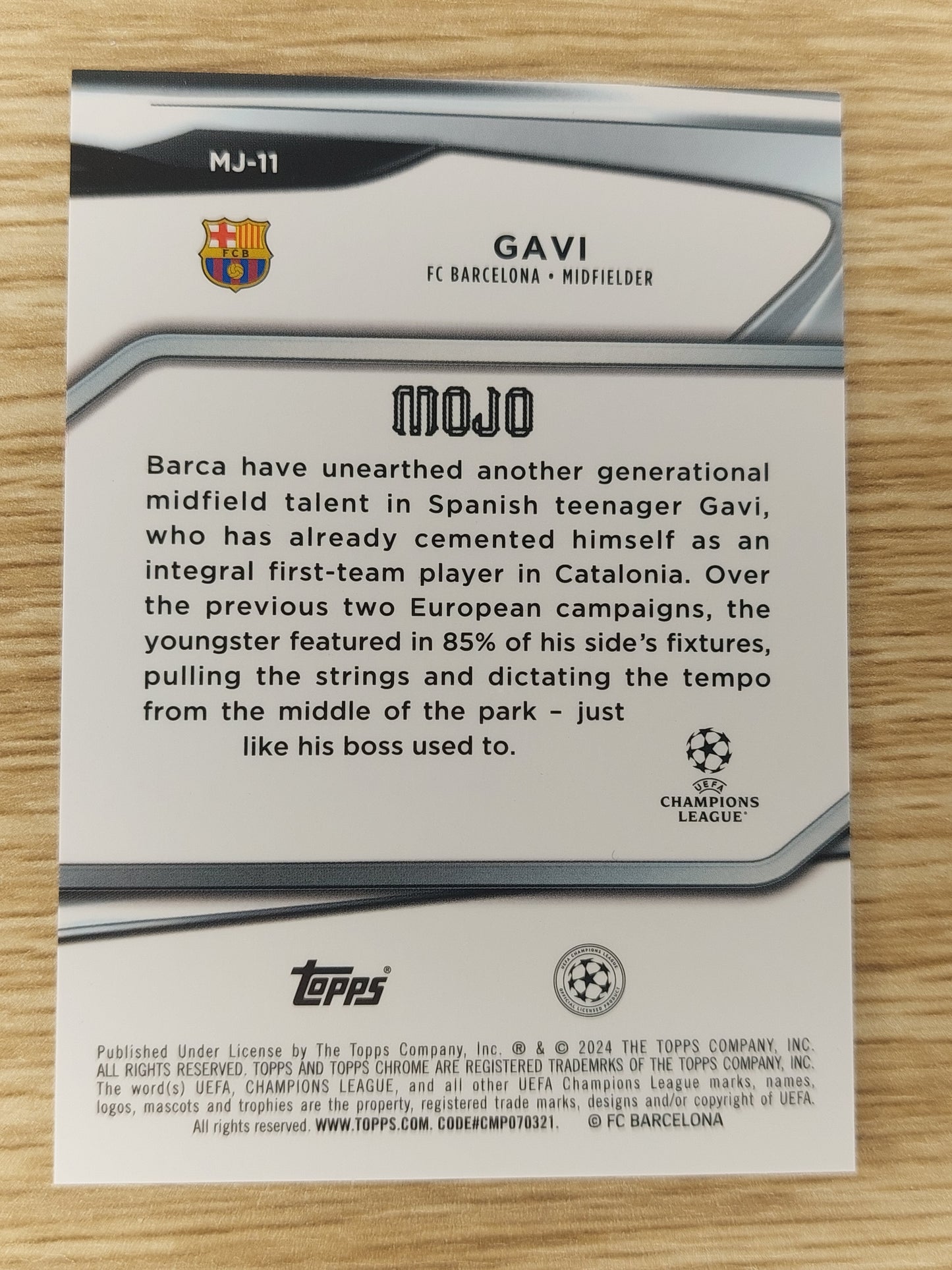 Topps 2023/24 UEFA Club Competitions MJ-11 Gavi Mojo Case Hit SSP